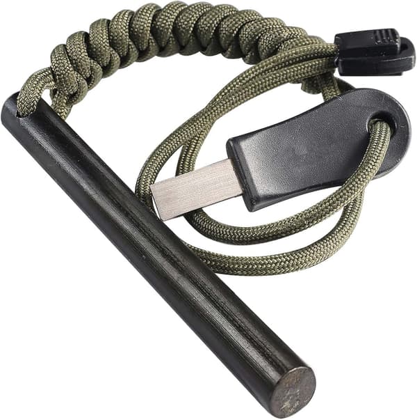 4-tommer overlevelses-ferrocerium-ildstarter-sæt med paracord
