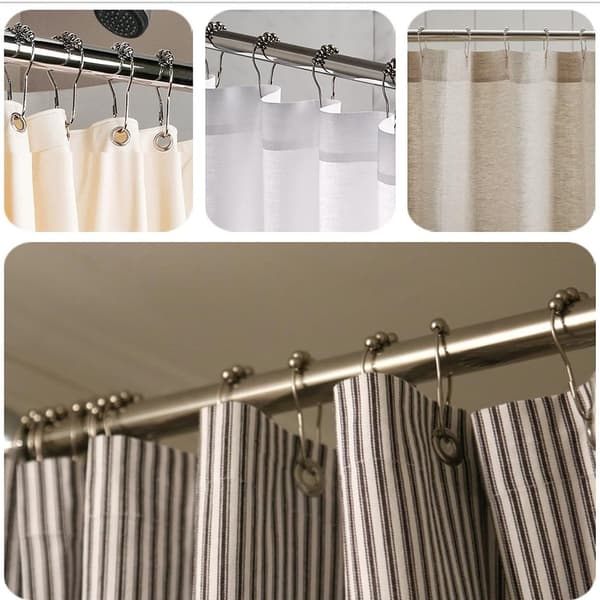 12 Spherical Shower Curtain Hooks, Rust-Proof Five-Bead Stainless Steel Shower Curtain Hooks