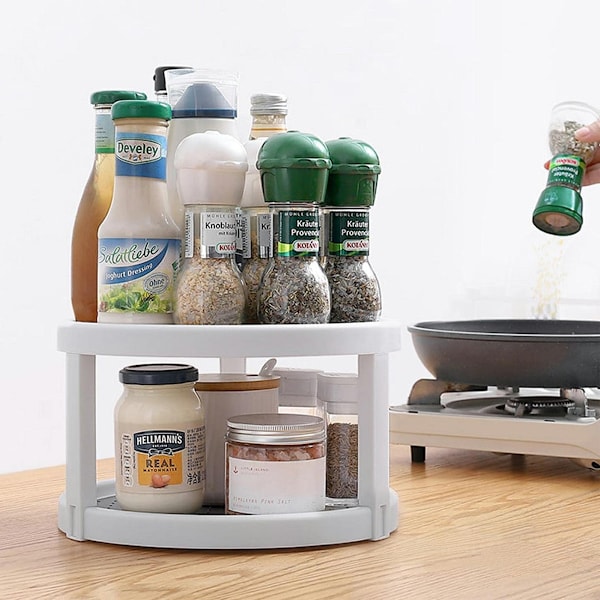 BPA-vapaa materiaali Pyörivä Lazy Susan -järjestäjä askarteluhuoneeseen, liukumaton muovinen 360 asteen pyörivä mausteteline helpolla asennuksella ja