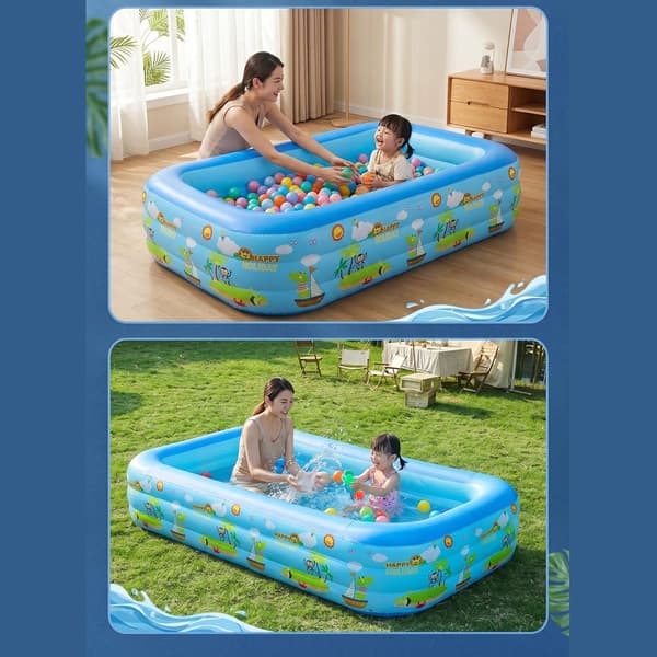 Oppustelig pool til børn, stor, sammenklappelig, bærbar, UV-resistent 130 cm - 130 Cm