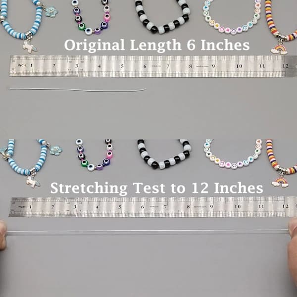 Elastisk snor til armbånd, 1 mm x 110 yards stærk, strækbar elastisk snor til smykkefremstilling, halskæder, perler - V Sort og Hvid