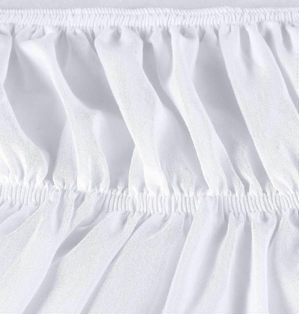 Volangkjol Dobbel - 150 x 200 cm - Enkel Elastisk Sengekappe - Myk Børstet Polyester Mikrofiber Sengekappe med et Fall på 40 cm - Hvit