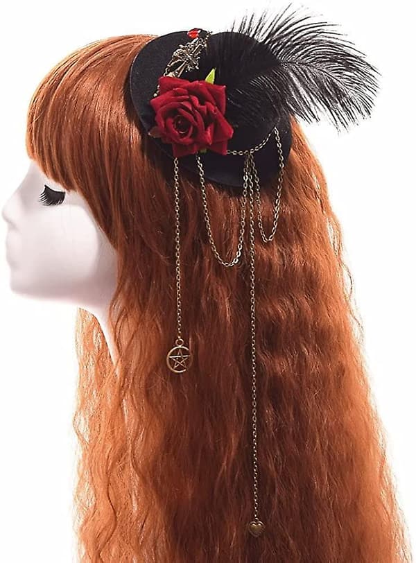 Viktoriansk Steampunk Mini Hatt Hårklämma Fest Hatt Dans Cocktail Håraccessoar