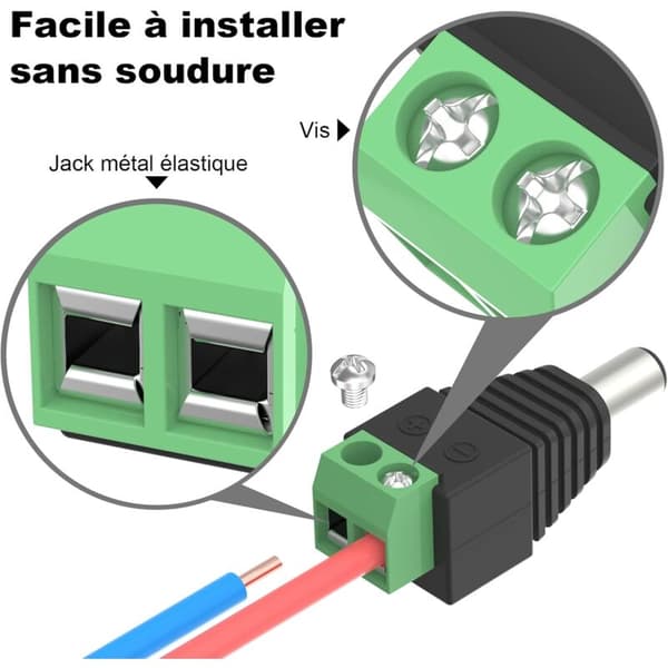 10 stk 5.5mm 2.1mm DC Strømstik Han og Hun 12V Stikadaptere til CCTV Kamera DVR Sikkerhedssystem LED Lys
