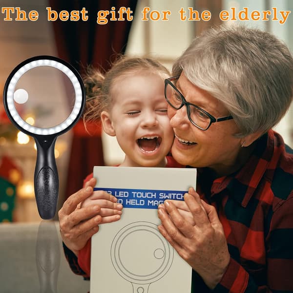 Illuminated Reading Magnifier, Rechargeable Magnifying Glass with 33 LED Lights