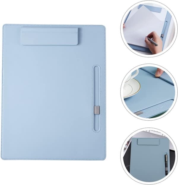 File Folder with Pen Holder A4 Office Folder Document Folder for Office Business School Laboratory Office Supplies (Sky Blue)