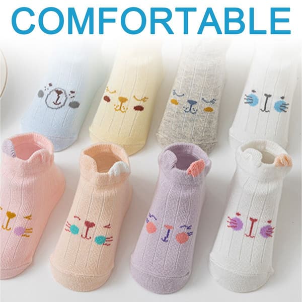 Åtte par babystrømper lilla, oransje, hvit, rosa 6-8cm KLB
