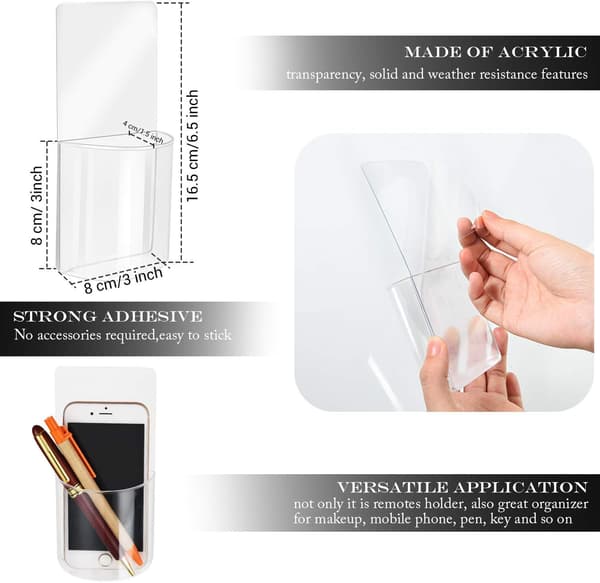 4 Pieces Wall Mounted Storage Boxes Transparent Remote Control Holder
