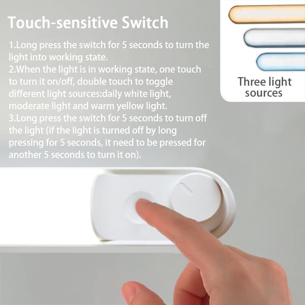 Veggleselampe, baderomsforfengelighetslampe, USB-oppladbar skrivebordslampe