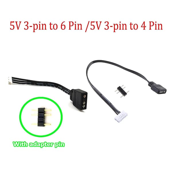 5v 3-bens Argb-kontakt til 4-bens 6-bens blæsercontroller-konverteringskabel til Coolmoon (6-bens)