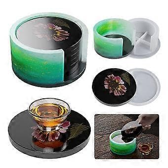 1/2 stk. Resin Coaster Forme Sæt Runde Coaster Silikoneform Resin Form med Holder Coaster Form til Resin Støbning Coaster coaster