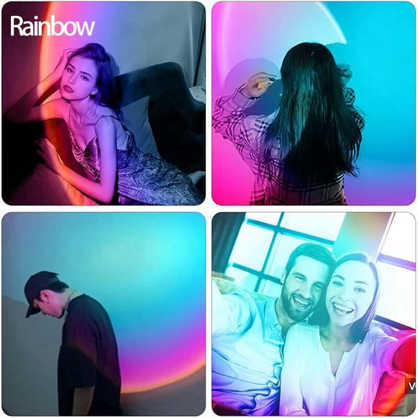 Sunset Projection Lamp LED Night Light Projector, USB Photography Lights 180° Rotation for Bedroom Studio Decor
