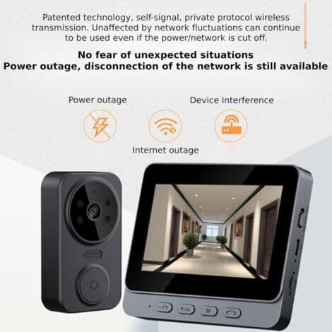2.4G trådlös videointercom med 4,3-tums IPS-skärm, trådlös högupplöst video smart dörrklocka, tvåvägsintercom för villa, hus,