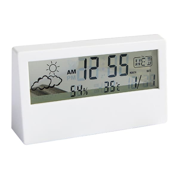 Digital väckarklocka Luftfuktighet Temperatur Datum Kalender Multifunktionell Termometer Hygrometer Vit transparent White transparent