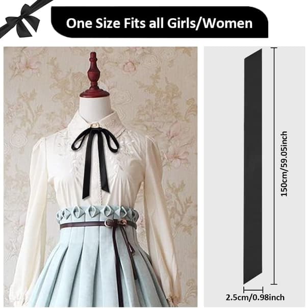 Sløyfe for kvinner, ensfarget polyester-sløyfe til uniform, skole, bryllup, cosplay, T-skjorte-tilbehør -