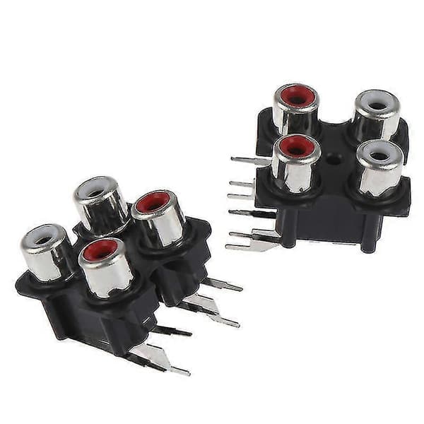 2 stk. 4-vejs 6-bens RCA hun Audio Video Stik af koncentrisk fatningsstik
