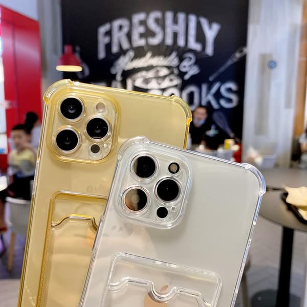 Suitable for iPhone 16 Pro Max mobile phone case, transparent protective case with card slot, ultra-thin anti-fall soft