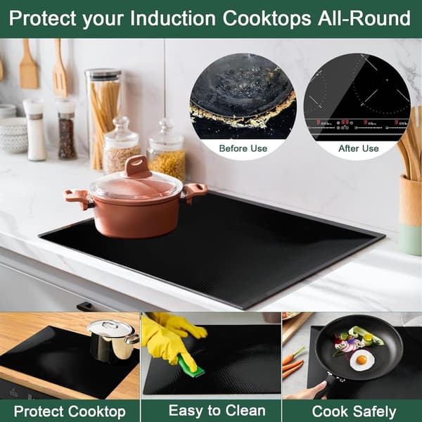 Induction Hob Protector Mat, Silicone, Heat and Scratch Resistant, Non-Slip, Black, 60x52cm