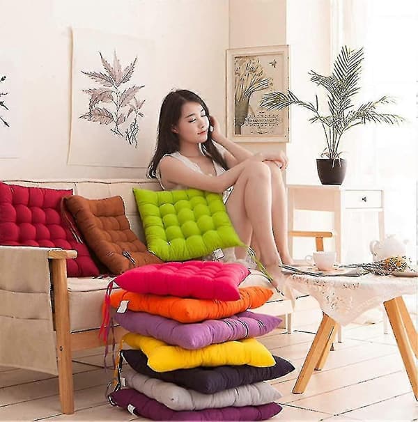 40x40x5 cm Stolehynde i Ensfarvet Design, Kontorstolspude, Tatami-pude til Efterår og Vinter