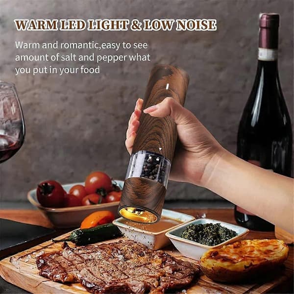 Electric Salt and Pepper Grinder Set - Automatic Pepper and Salt Mill Refillable with 6 Adjustable Coarseness Settings (FMY) As Shown As Shown