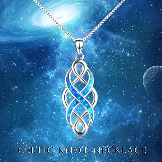 Celtic Knot Necklace Created Opal Pendant Sterling Silver Infinity Love Jewelry