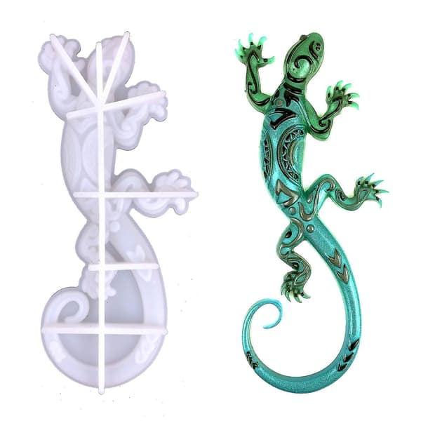 Vægdekoration i harpiksforme Gecko Silikoneforme Stereo Epoxy (Klar)