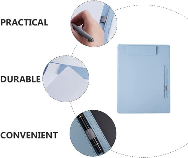 File Folder with Pen Holder A4 Office Folder Document Folder for Office Business School Laboratory Office Supplies (Sky Blue)