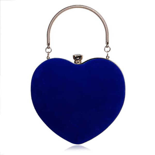 Hjerteformet håndtaske dame mode makeuptaske aftenclutch pung elegant hot (Blå)