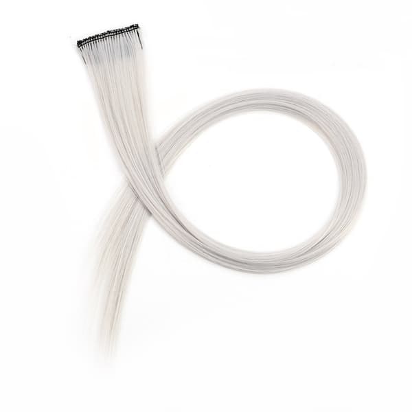 2 stk Clip On Parykk Hårforlengelser Hvit tegrå Vit teaska