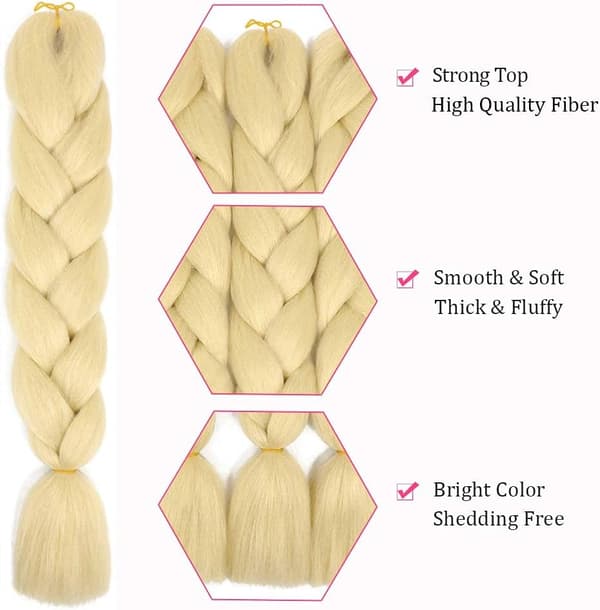 3-pack Syntetiska fläthårförlängningar Yaki-textur Lätt att fläta Försträckt 61 cm (blond)