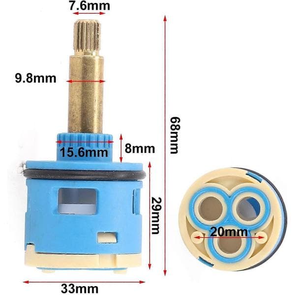 3-vejs bruseaflederpatron reservedel til VS-1205 brusebatterisystem med keramisk kerne ABS-konstruktion 2,6 x 1,3 tommer
