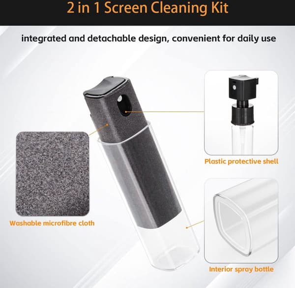 Screen Cleaner - Refillable - 2 in 1 Screen Cleaner - Screen Cleaner - Screen Spray - Cleaning Spray - Cleaning Spray - Microfiber Cloth ...