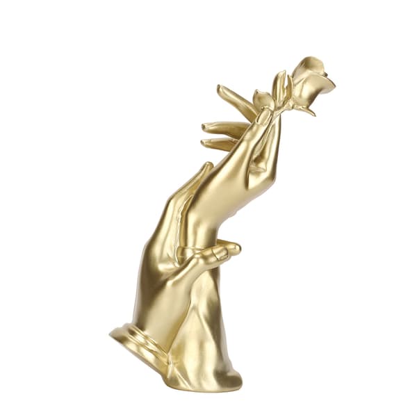 Handheld Rose Sculpture Resin Elegant Unique Two-Handed Rose Statue for Home Decor
