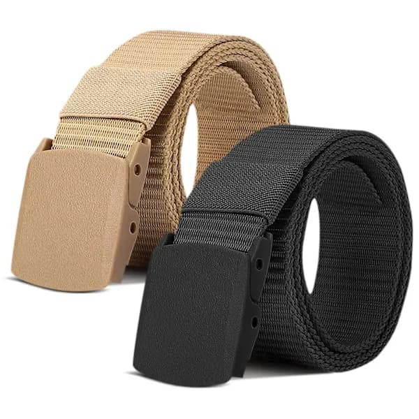 2 stk. Nylon Canvas Bælte til Mænd og Kvinder, Letvægts Nylonbælte, Justerbart Hurtigspænde Nylon Canvas Stofbælte, Længde 130cm, 2 Farver