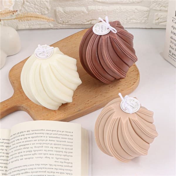 Geometric Swirling Candle Molds Conical Abstract Art, Decorative Wavy Striped Pillars, Modern Candles, Silicone Mold