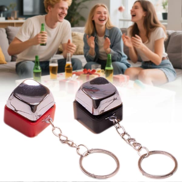 Prank Button Keychain Joke Toy, Harmless Electric Shock Prank Button, Funny Practical Prank Gift for Adults and Teens Red Red