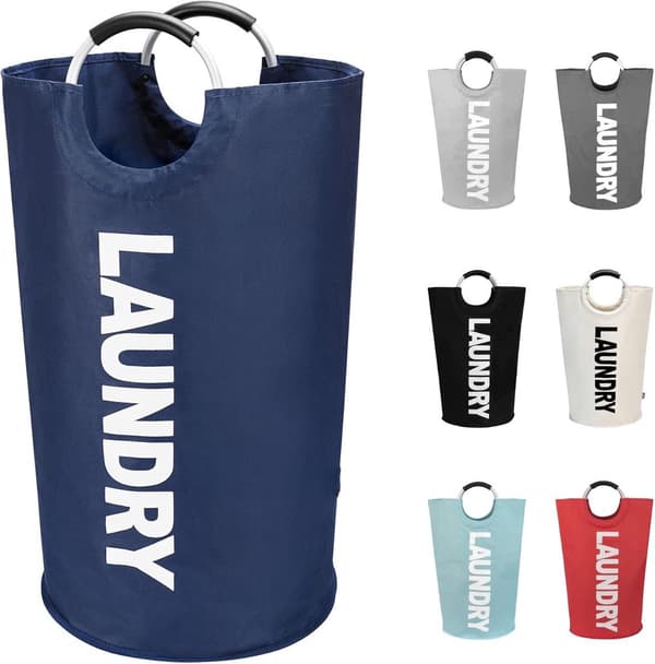 Foldable Laundry Basket 115L With Handles And Raised Base, Waterproof Odor-Resistant Laundry Bag For Home Dorm Camping, Navy Blue XL