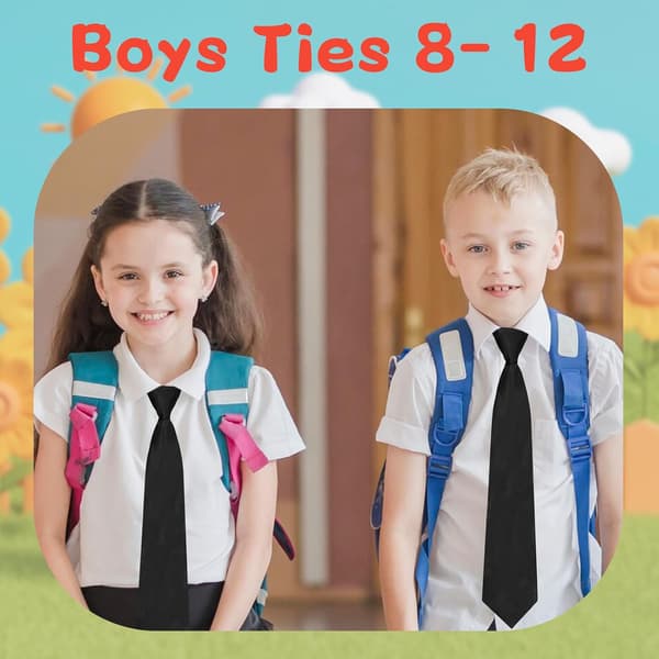 Færdigbundne lynlås-slips til børn - Sort/Rød til drenge og piger 8-14 år 1 stk:sort 1pcs:black