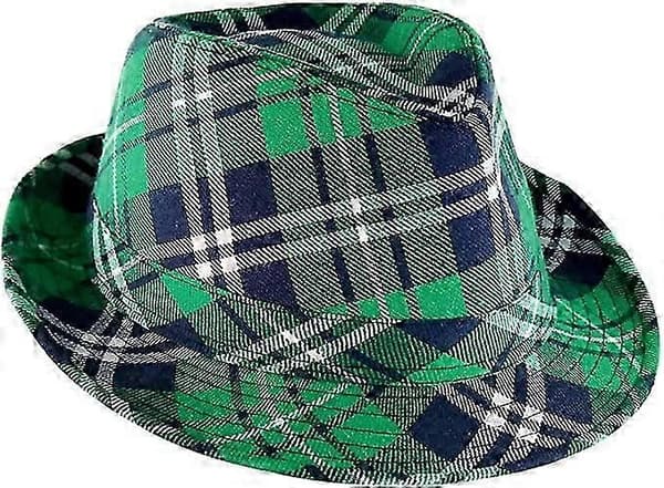 Irlantilainen Ruudullinen Vihreä Fedora St. Patrick's Day Leprechaun Hattu