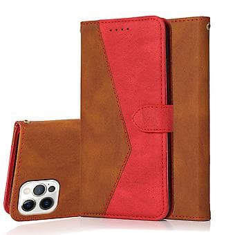 Kaksivärinen nahkakotelo iPhone 15 Prolle (ruskea 1)
