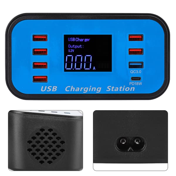 8 Multi-Port USB Adapter Desktop Wall Charging Station 3.0 100-240V US Plug