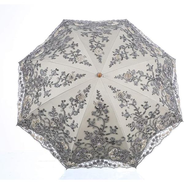 Foldbart UV-paraply Sne/Regn/Sol paraply Broderi Bryllupsparaply