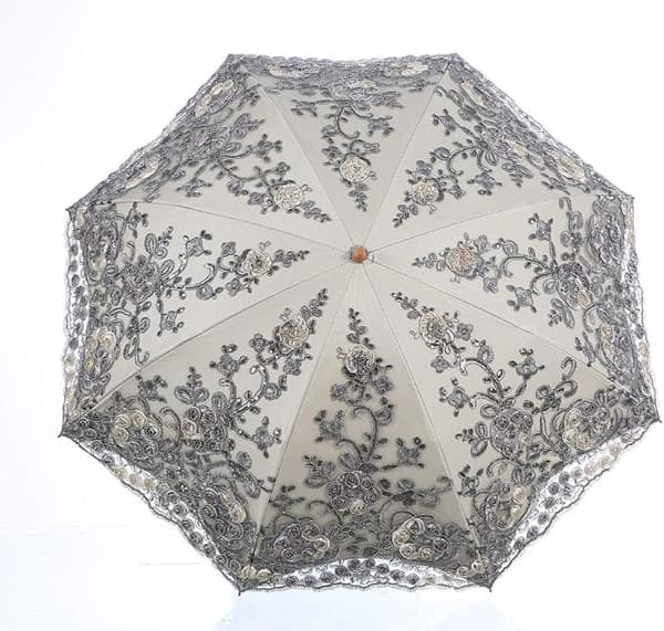 Hopfällbart UV-paraply Snö/Regn/Sol-paraply Broderat Bröllopsparaply