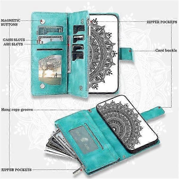 PU Leather Wallet Case with Mandala Flower Pattern for Samsung Galaxy S25 Edge