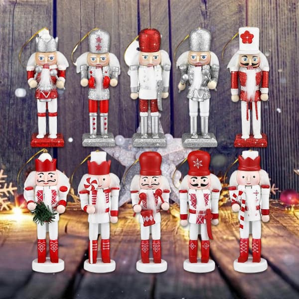 Dekorative julenøtteknekkersoldater i tre, nøtteknekkerfigurer, julepynt, 13 cm samleobjekter