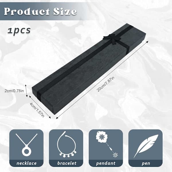 Rectangular Jewelry Gift Box Long Chain Display Case Necklace Bracelet Pendant Gift Box for Wedding Birthday Christmas Black