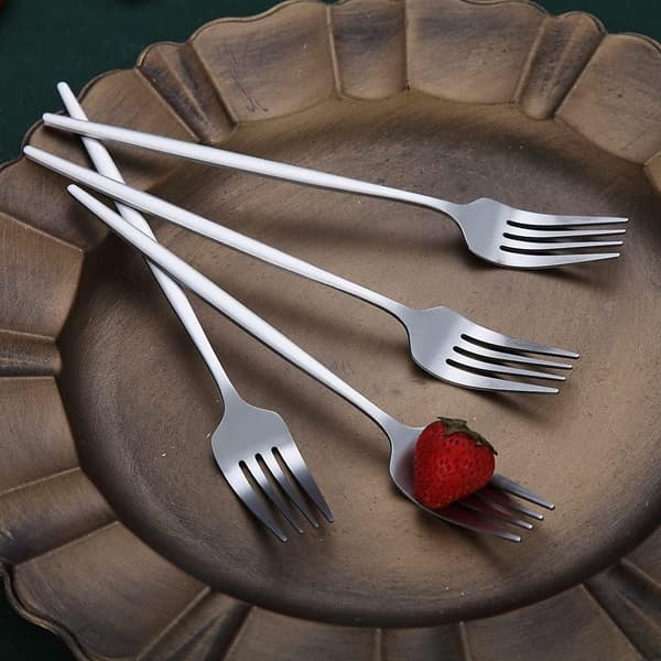 Matte Dinner Forks 6-pack Silver Stainless Steel Fork Set, Dessert Forks, Table Forks, Salad Forks for Home