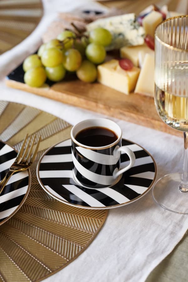 Mikasa Luxe Deco Kina Espressokopper Sæt - 2 stk - Geometrisk Sort/Hvid 0.72