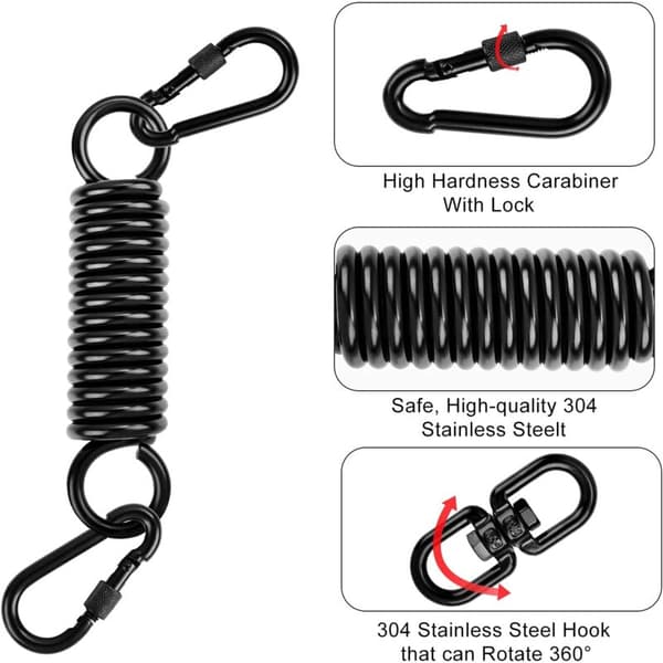 Hammock Stand and Spring Suspension, Steel Spring Carabiner, Spring Hanging Kit Spring Hook, Suitable for Hammock, Yoga