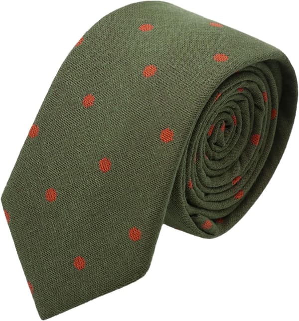 Slipsar för män 2.56'' Bomull Randig Herr Skinny Bröllop Examen Middag Casual Grön Prickig - Green Polka Dot